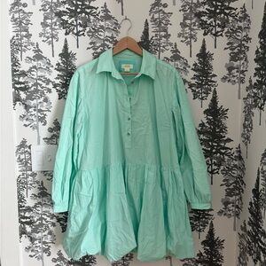 Anthropologie Maeve Mint Blue Bubble Shirt Dress